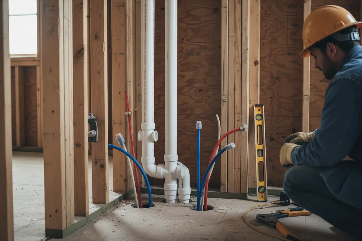 Drain and supply rough-in during Leak Detection in Belpre