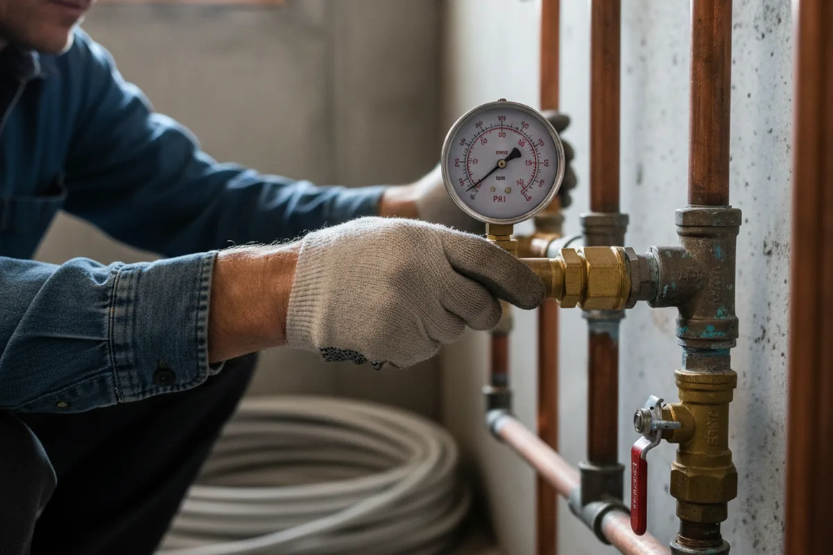 Pressure testing a repaired line during Water Line Repair in Belpre